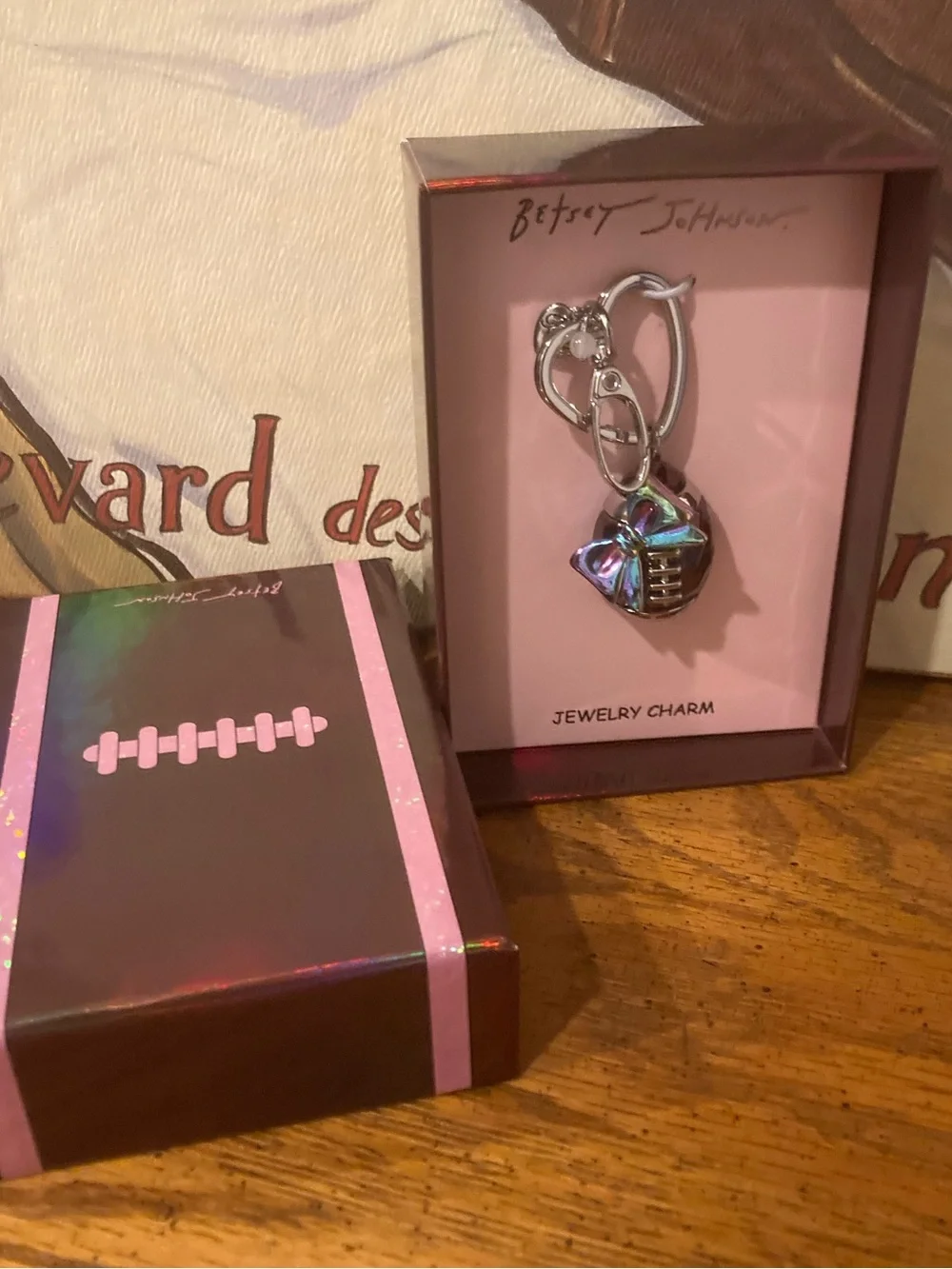 Betsey Johnson Football Keychain Card Holder Charm